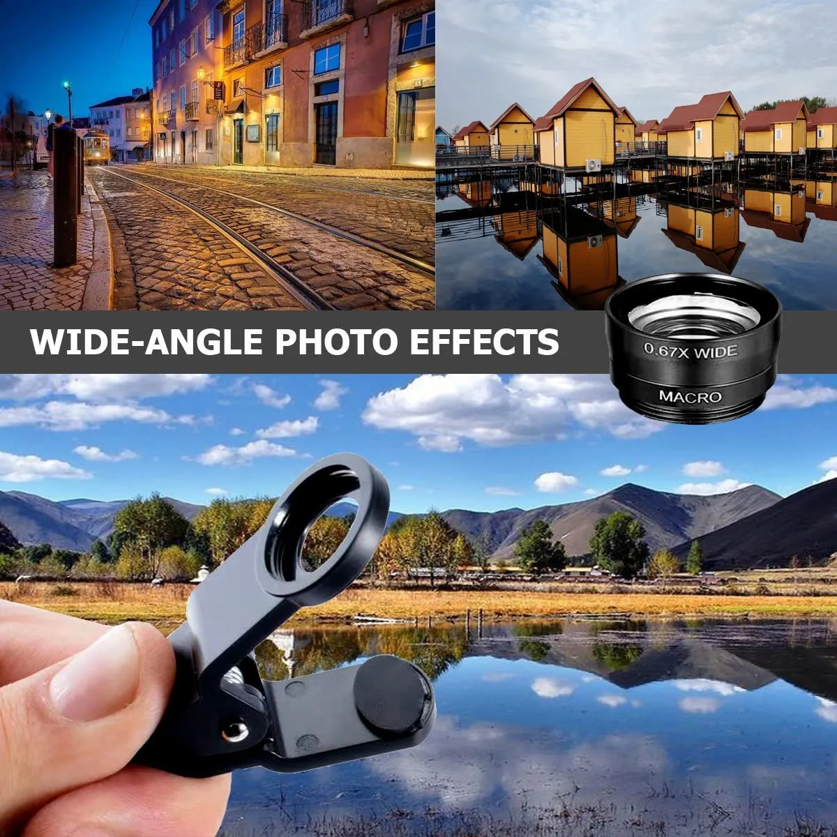 3in1 Fisheye Mobiltelefon Objektiv 0,67X Weitwinkel Zoom Fischauge Makrolinsen Kamera -Kits mit Clip -Objektiv für iPhone -Smartphone