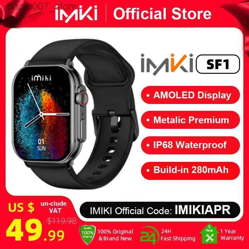 Montre-bracelets IMIKI SF1 SMART 2.01 AMOLED Affichage 0 Nits BT Calling + Modes sportifs IP68 Business Modeling Modeling Metal Case