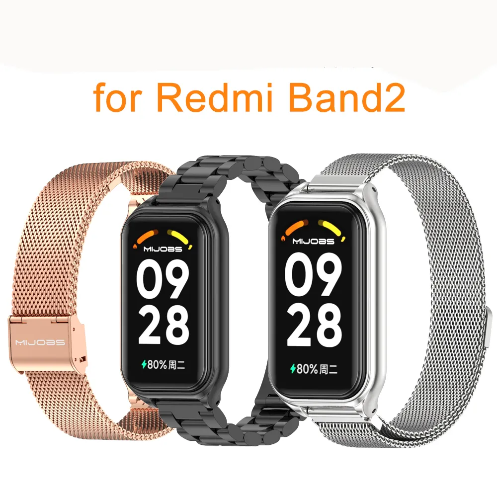 Riem voor Redmi Band 2 Smart Bracelet Metal Polsbands Accessoires Accessoires Watch Band voor Xiaomi Redmi Smart Band 2 Strap Correa Pulsera