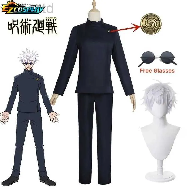 Costumes d'anime gojo satoru cosplay uniforme jujutsu kaisen gojo satoru cosplay costume lycée uniforme wig costumes halloween costumes for Men 240411