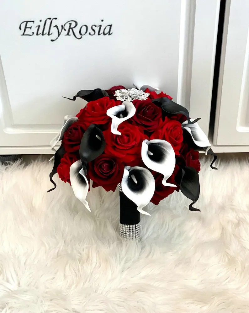 EillyRosia Calla Lily Bridal Bouquets Red Burgundy Solid Black Faux Flowers  from Dhgate Wedding Flowers - price 8.16, image size:794x998