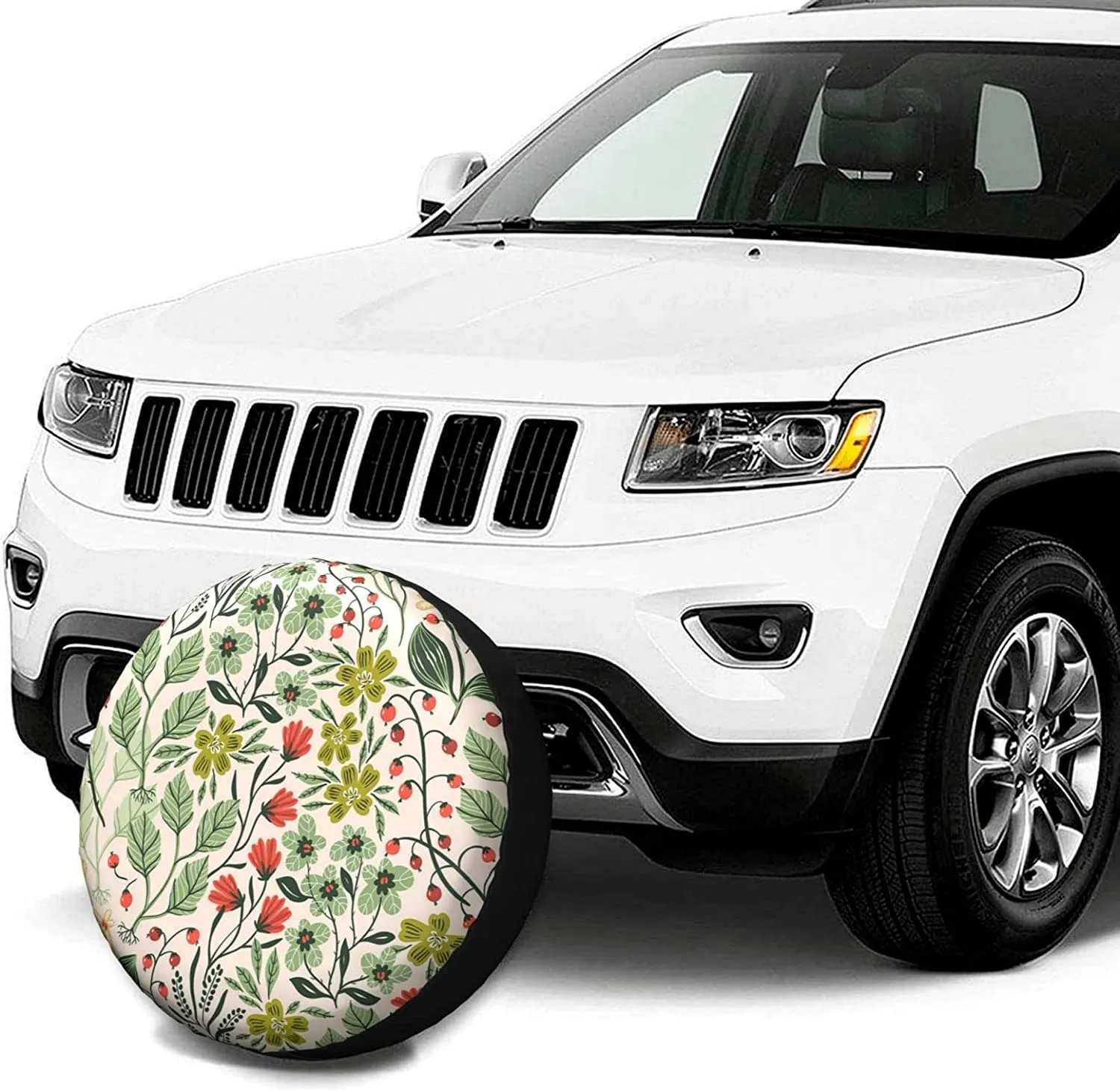 Beautiful Flowers Printed Spare Tire Cover Waterproof Tire Wheel Protector for Car Truck SUV Camper Trailer Rv 14"-17"