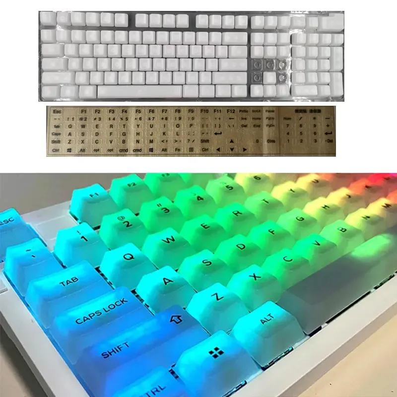 Accessories Transparent PBT Keycaps 104 Keys Mechanical Keyboard OEM Profile Backlight RGB Custom Blank Clear Key Cap Mx Switch with ISO