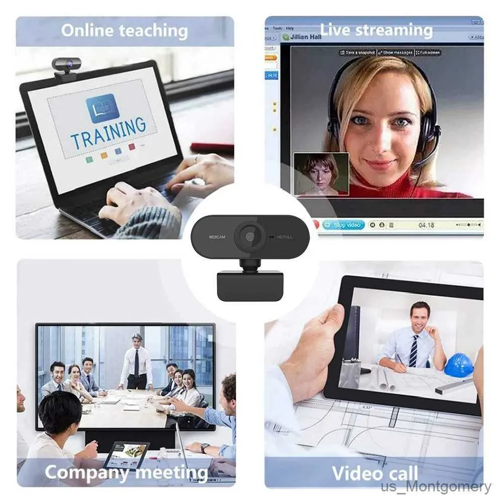 Webcams online webcam met microfoonbijeenkomst webcamera autofocus 360 graden drive-vrij voor video-opnamen voor desktopcomputer
