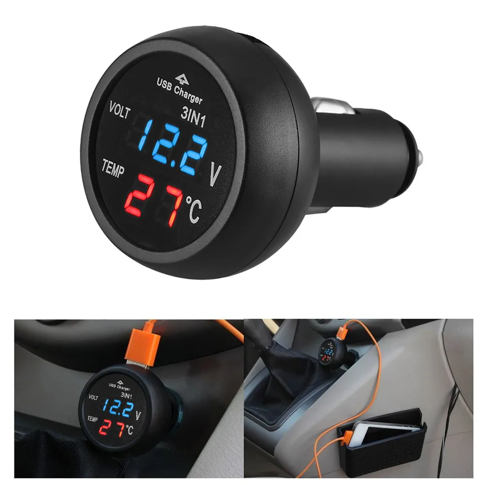 3 in 1 LED Car Volt Meter 12/24V Digital Voltmeter Thermometer USB Charger Cigarette  Lighter Plug from Dhgate Car Vacuum Cleaner