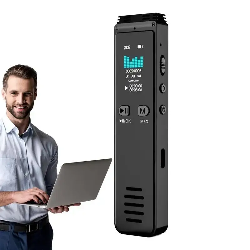 Recorder Digital Voice Recorder Stereo Activated Recorder 32 GB mit Wiedergabe USB -wiederaufladbares Diktaphon -kleiner Klebeband -Rekorder für aktualisiert