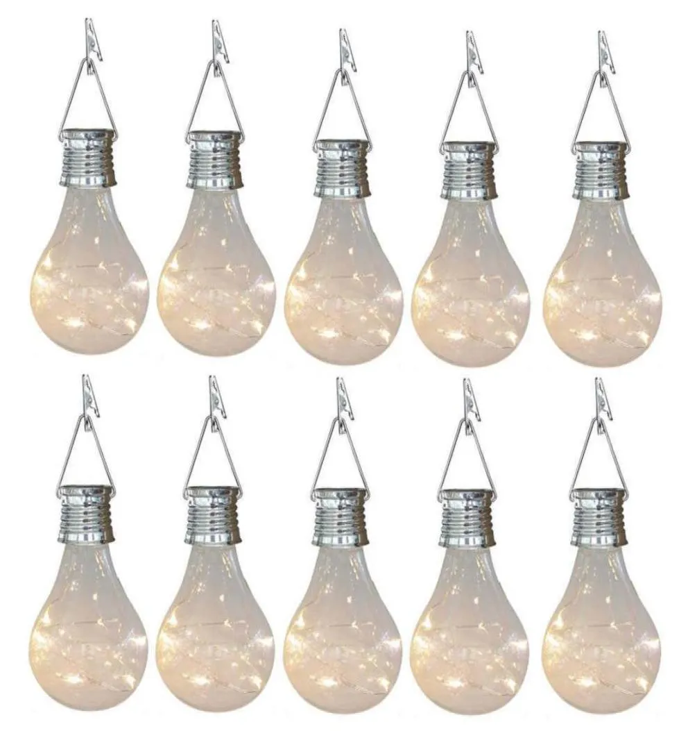 10x Lâmpadas solares lâmpadas ao ar livre camping de jardim à prova d'água pendurada lâmpada de lâmpada de luz LED Luzes penduradas para casa quintal natal h9568485