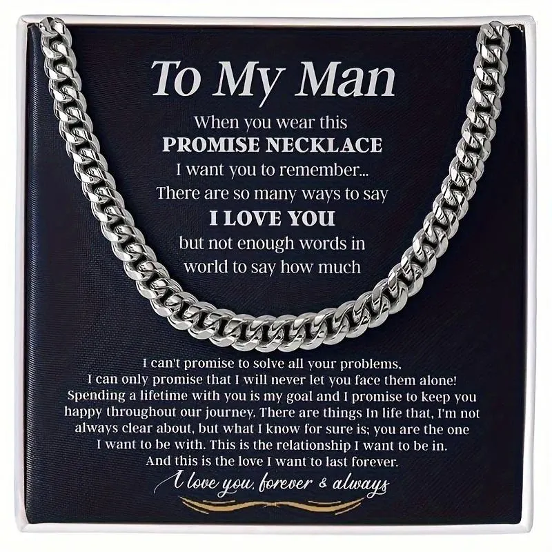 Chains To My Man Cuban Chain Necklace Gifts For Him Promise Men Jewelry Wedding Anniversary Boyfriend