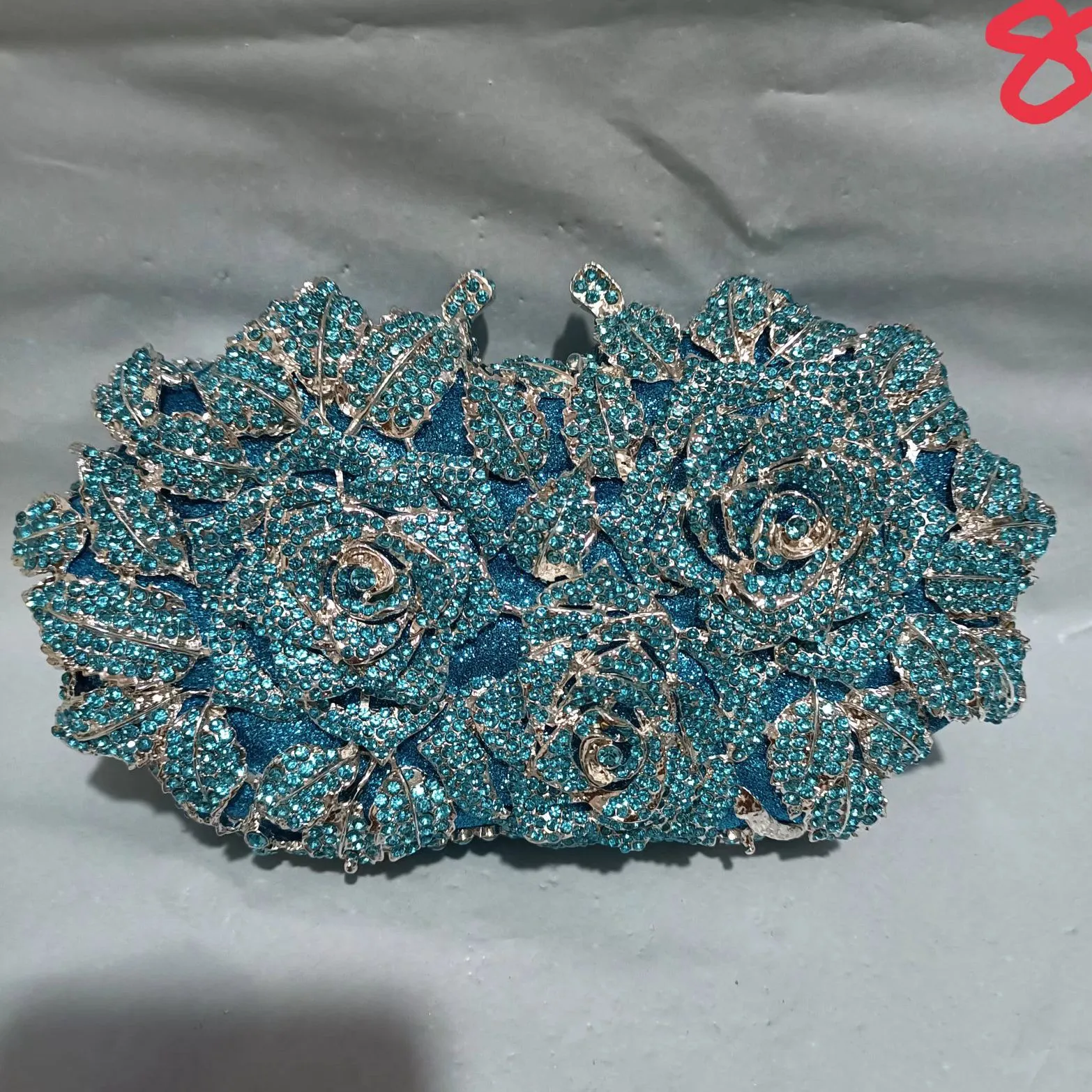 Cristal de cristal de cristal claro Bolsas de noite pedras bolsa de embreagem Casamento Minaudiere feminino Party Party Rhinestone Clutch Purse Blue Blue