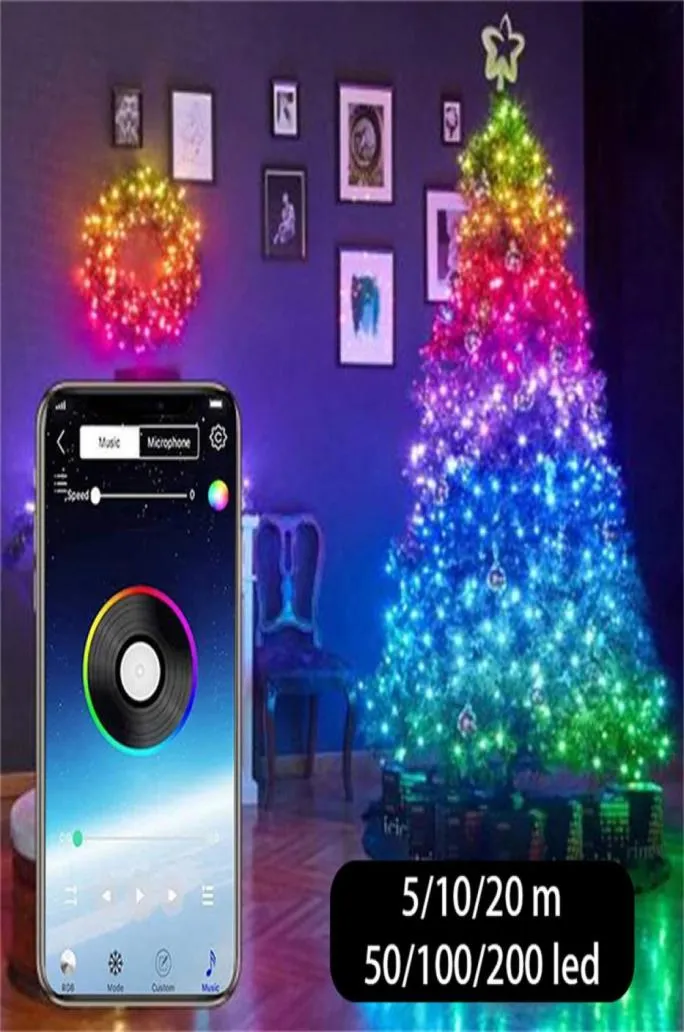 USB LED String Light Bluetooth App Control Lamp Waterproof Outdoor Fairy Lights for Christmas Tree Decoration8160399