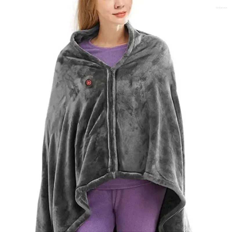 毛布フリース加熱毛布3加熱レベル冬の温かいショールポータブルケープの上にすばやくパッド