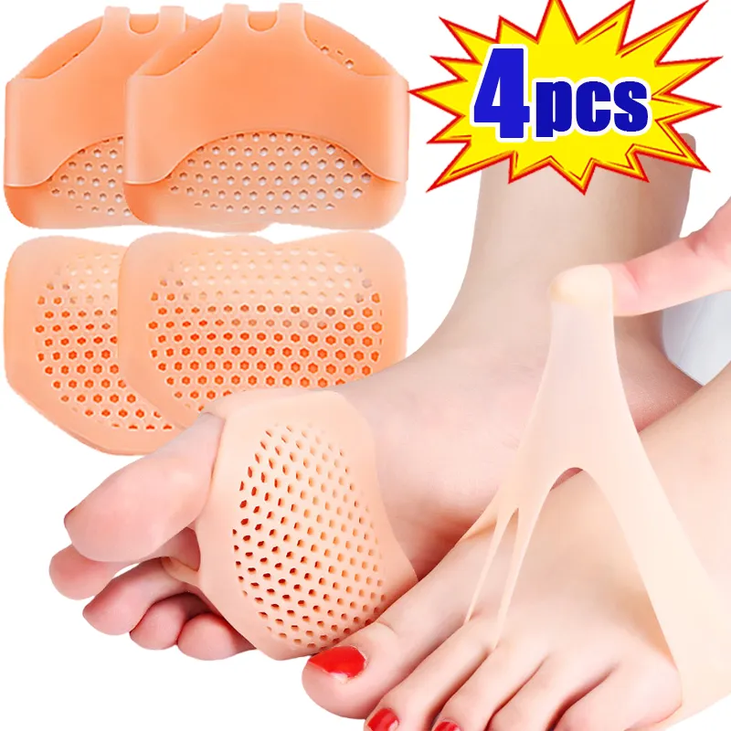 4PCS Soft Silicone Five Toes Forefoot Pads Pain Relief Half Insoles Honeycomb Forefoot Insoles Insoles Breathable Shoe Cushion