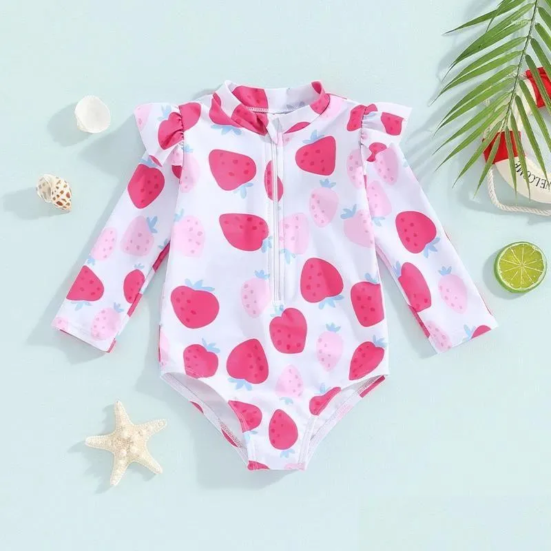 Set di abbigliamento set per bambini bambino da nuoto da bagno salutante custodie a maniche lunghe con cerniera floreale costume da bagno estate drop drop dropelese ot3jy