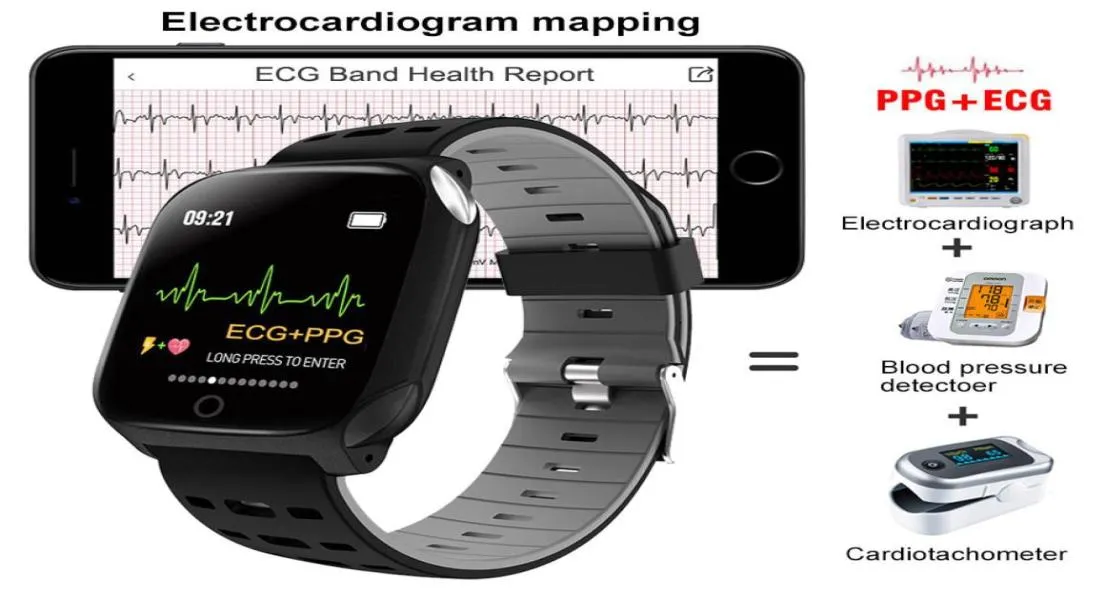 Мужчины женщины электрокардиограмма умные часы ECG PPG Fitness Bracelet Bracelet Chare Learn Date Speat Sleep Monitor Sport Clock Health Quistww222219