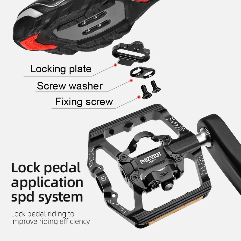 MZYRH MZ-F150セルフロックバイクペダル3ベアリングワイドウルトルトライトアンチスリップCNC MTB SPD PEDALアルミニウム合金自転車ペダル