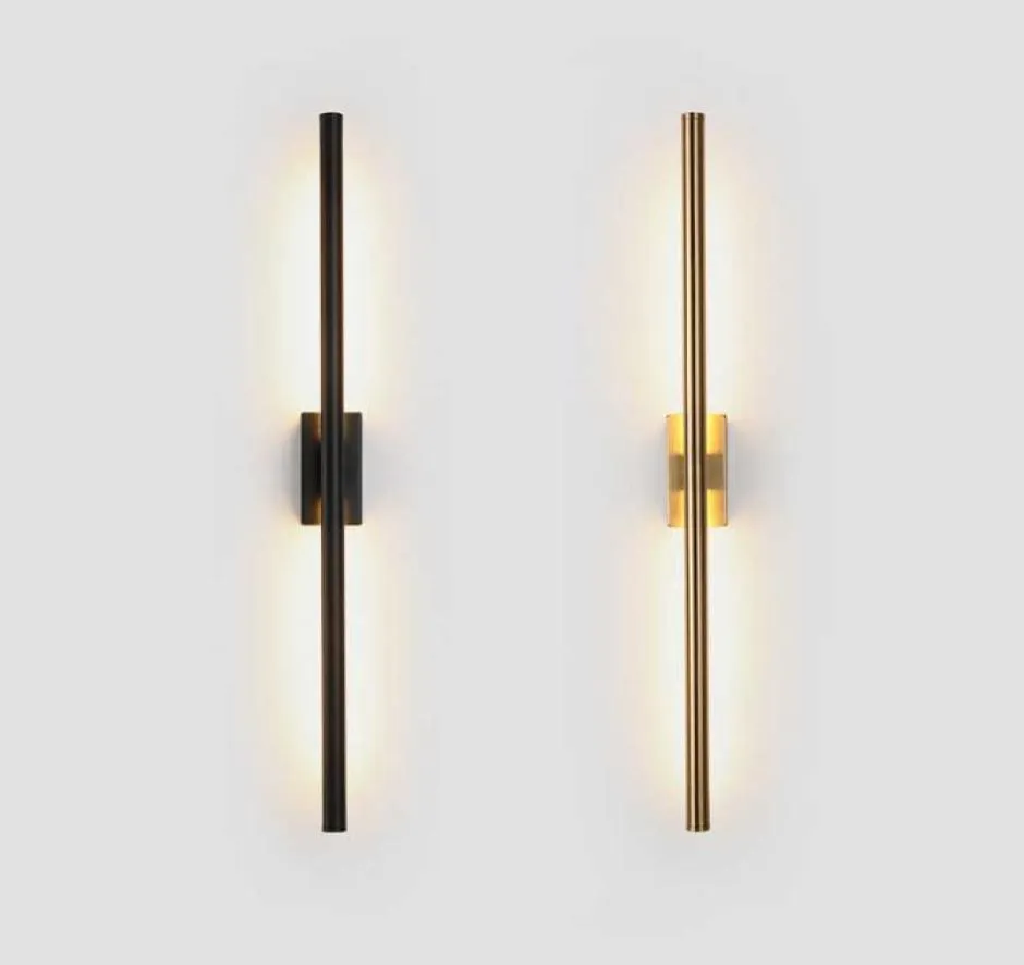 Modern Simple Linear Tube LED Wall Lamp Up Bakgrund Mittemot väggljus Led Bedside Foyer Corridor Black Gold LED SCONCE 219915840