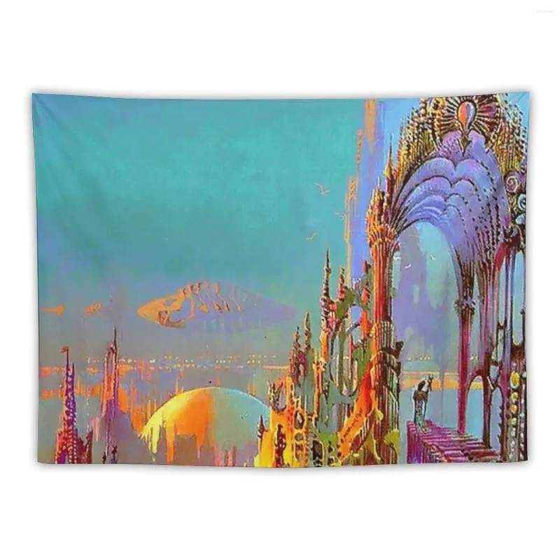 Tapestries City Skyline degli anni '70 SCIIARE VINTAGE SCIIART DECORATIVI DECORAZIONI MURALI DELL'ASCELLA