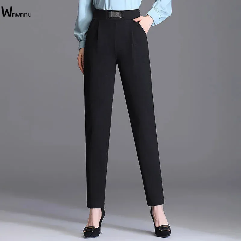 Suoversiz Elegant High Taille Solid Anklelength Pants Office Ladies Skinny Chic Trousers Vrouw Casual Fashion Women 240411
