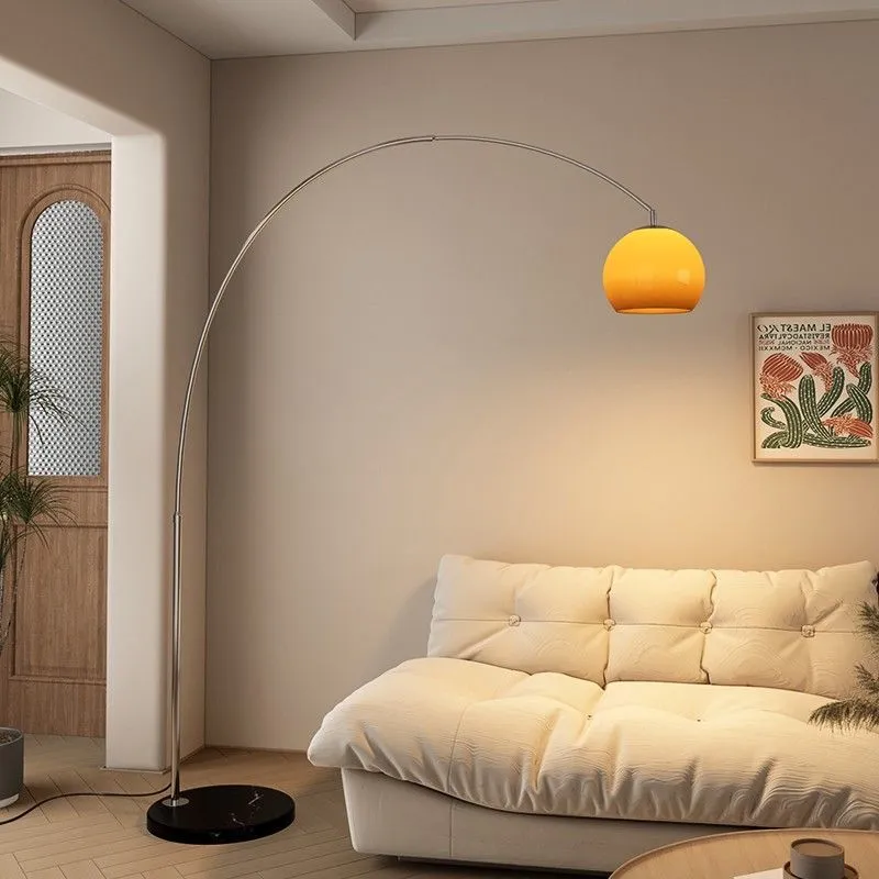 Industrial Floor Lamp With Red Mushroom Shade - Dimmable Standing Lamp With Marble Base For Living Room