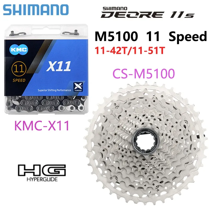 Shimano Deore CS-M5100カセット11S MTB K7 42T 51Tマウンテンバイクラチェット11VチェーンX11 11スピードパーツ自転車フリーホイール