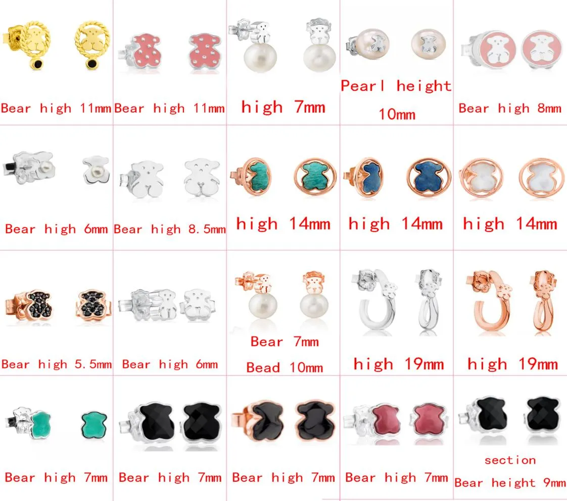 Fahmi 2022 925 Sterling Silver Bear Earrings Fashion Classic Actored Occed Jewelry Manufaction Cannemberty Unloy1854567