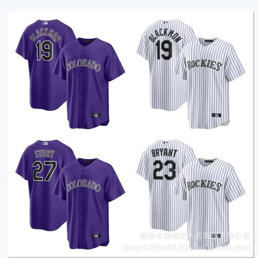 Montanhas rochosas de camisas de beisebol Blackmon#-19 Bryantwxw23 Jersey de jogador branco roxo