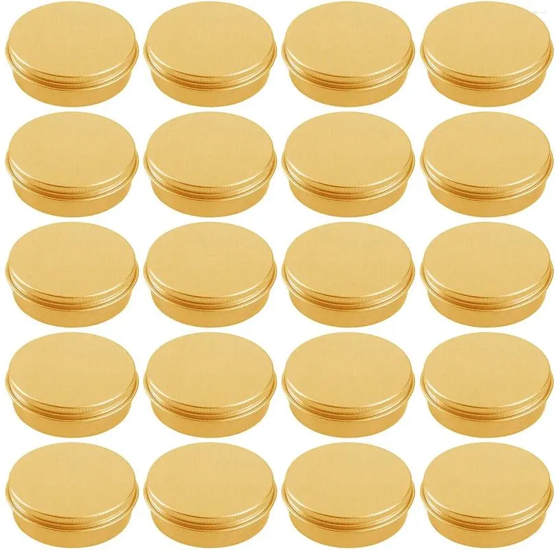 Bouteilles de rangement en aluminium pot de rechargeable récipient à vis de couvercle de couvercle bouteille de récipient rond pour crème à lèvres cosmétique 20 pcs or