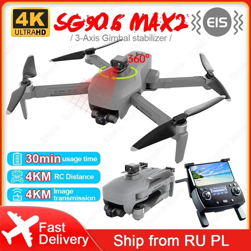 Droni zll sg906 max2 drone con fotocamera 4k dron dron profesionali 3axis gimbal ostacolo evitamento fpv droni sg906 max3 4 km rc quadercopter
