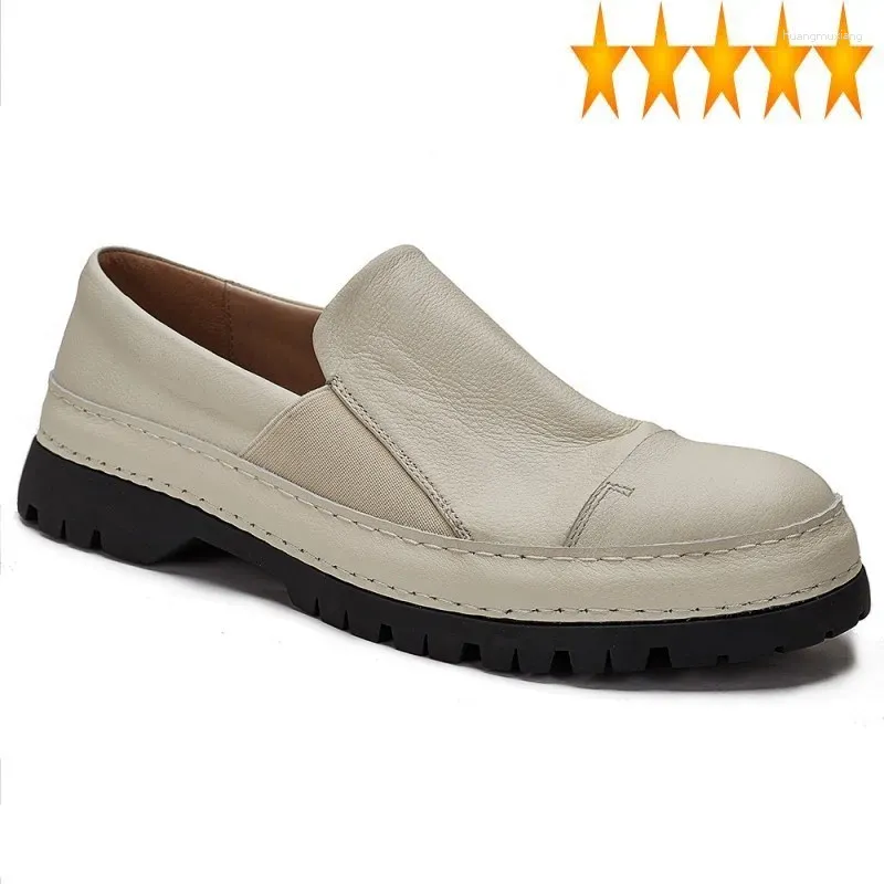 Zapatos casuales plataforma de negocios hombres transpirables genuinos cuero de cuero marca marca de punta redonda de toe zapatillas de vaca