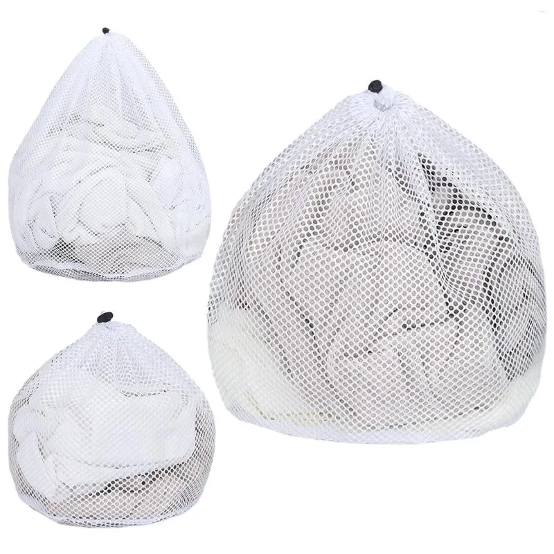 Sac à linge 3pcs Vêtements de bébé en polyester blanc avec rangement de jouets à cordon