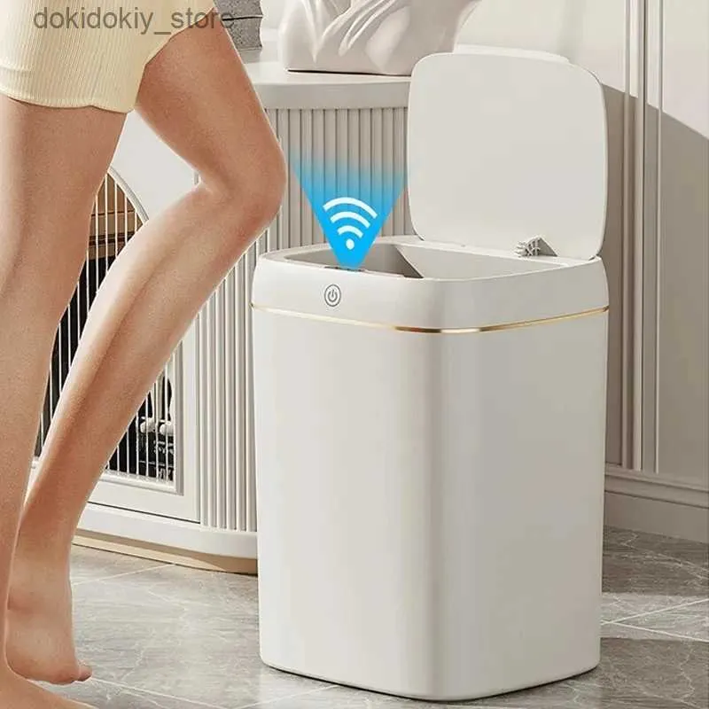 Bins de residuos 11/13L Smart Trash Can Sensor automático Arbae puede Liht de baño de lujo Arbae Livin Room Reciclaje Bins Wastebasket L49