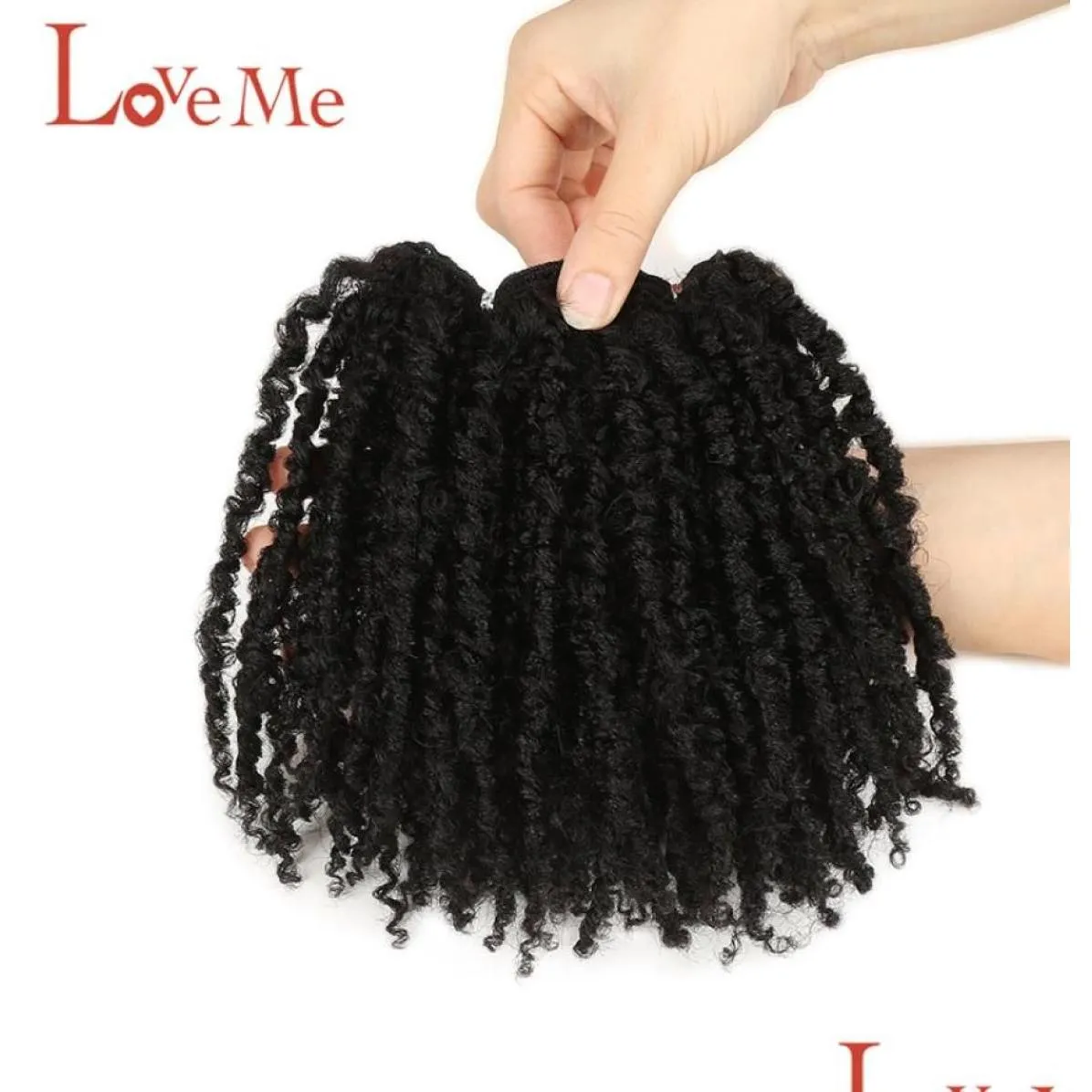 Pièces de cheveux Afro Synthétique Extensions bouclées cachelles 6 pouces 3 Bundles d'ondes résistantes à la chaleur naturelles LOVE MOI PRODUITS DE LIVRAISON OTWF2