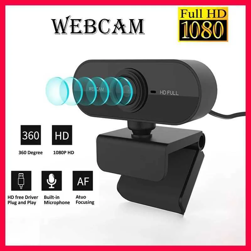 Webcams Mini Web Kamera PC 1080P Mikrofon USB Fiş Desteği ile Tam HD Dizüstü Bilgisayar Masaüstü Video Aramaları İçin Uygun Konferans Canlı Çalışması