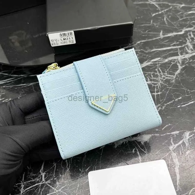 7a Kwaliteitsontwerper Heren Small Pink Case Luxurys Card Holder Paspoorthouders Saffiano Triangle Pocket Organizer Lederen Key Wallets Keychain Coin Purse Women