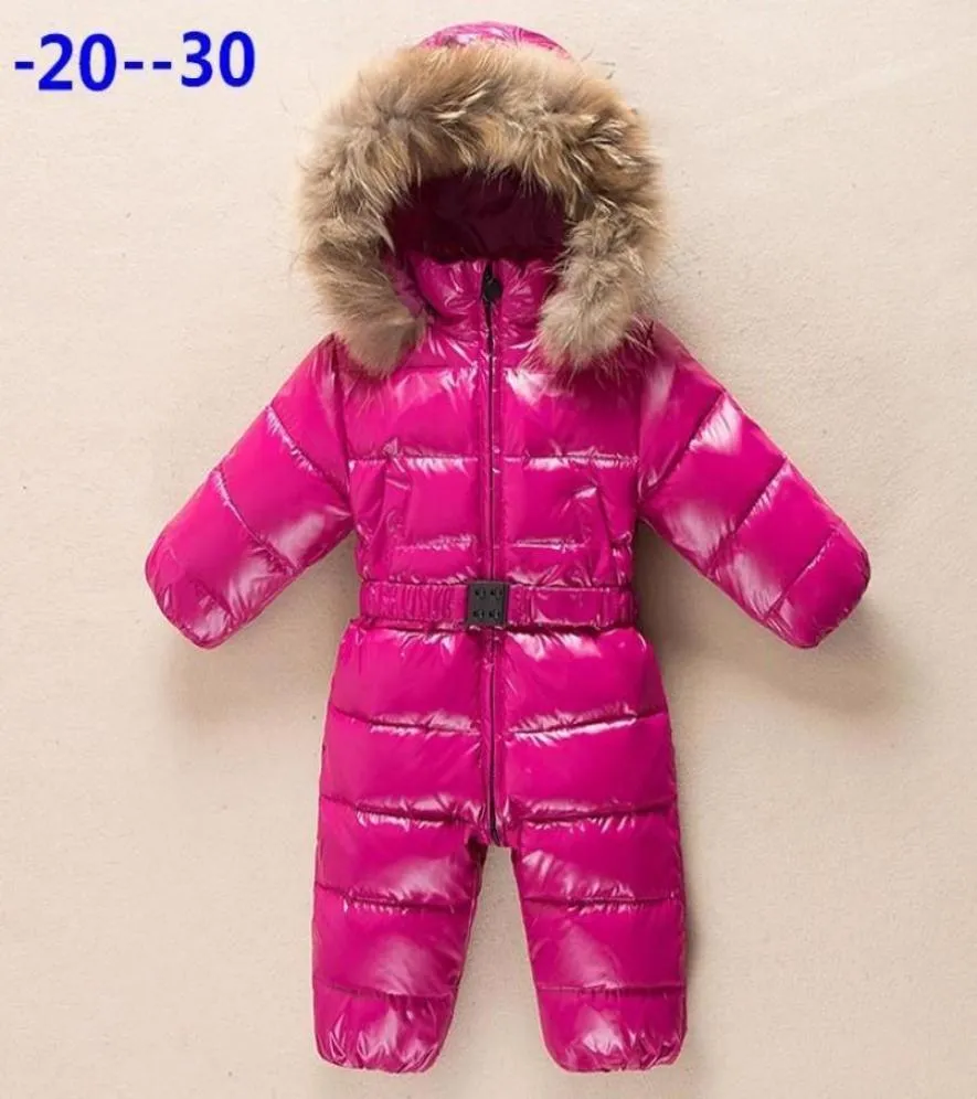 Ryssland nyfödda babykläder vinter jumpsuit varm ytterkläder rockar jacka för flickor babykläder pojkar parka snö sliter romper2893662