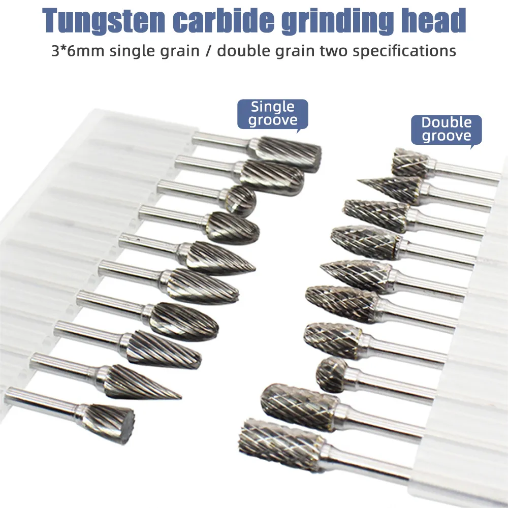 Tungsten Carbide Milling Cutter Rotary Tool File Set for Wood and Stone Carving Alloy Tungsten Steel Cutting Burr Grinding Tool