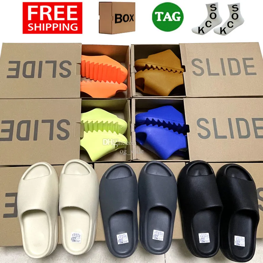 Designer Slides Onyx Bone Sandals Foam Runners Women Mens Beach Sliders Sand Slippers Azure Flax Pure Resin Soot Core Shoes OGSLIDE001