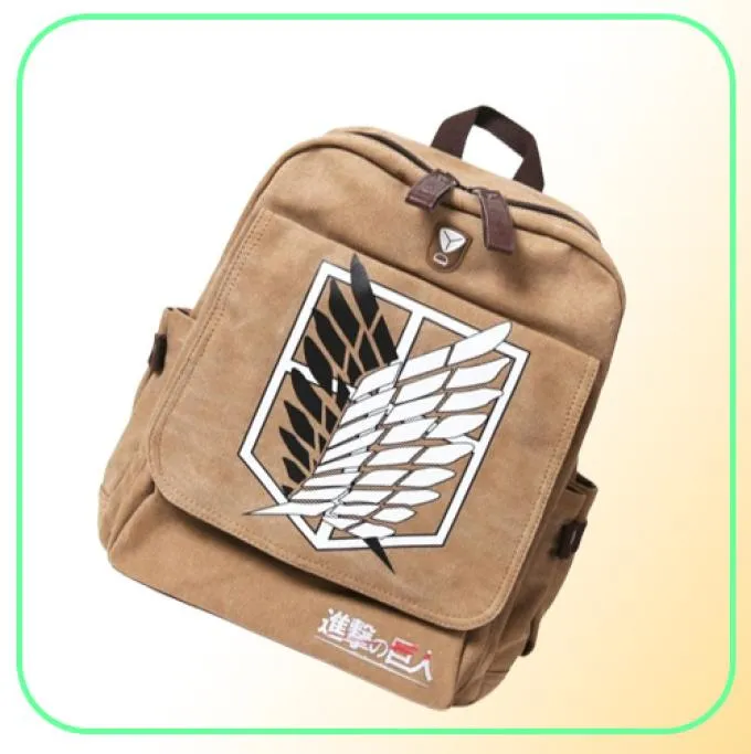 Attack on Titan Backpack Men Women Canvas Japan Anime Printing School Tas voor tieners Travel Bags Mochila Galaxia LJ2102035356880