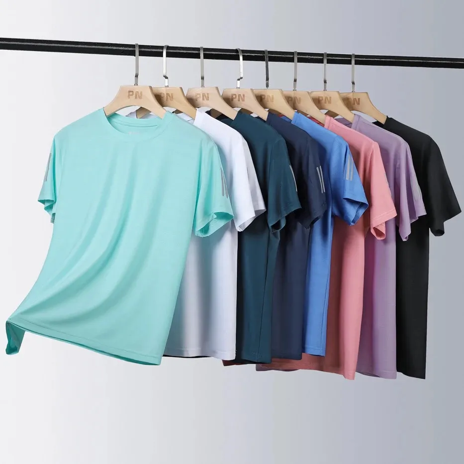 Large mens short sleeve ice silk Tshirt quick drying breathable summer Sportswear sports 240403