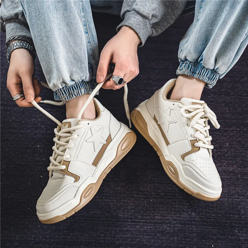 Leather Sneakers Sportstar White Shoes Mens Casual Outdoor Sneakers  Platform Mixed Colors Tennis Sport