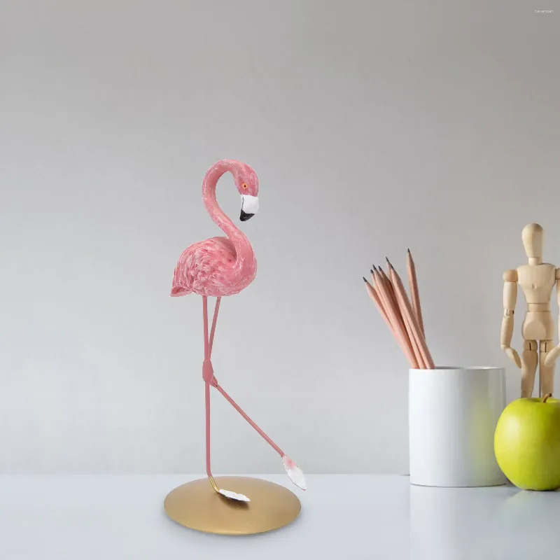 Decoratieve beeldjes roze flamingo -standbeeld ornamenten hars figurine home decoratie accessoires voor woonkamer slaapkamerstudie