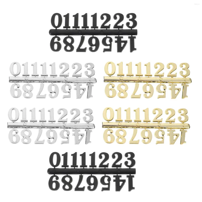 Klockor tillbehör 15 uppsättningar tricolor nummer kort digital väggklocka arabiska plast hängande siffror