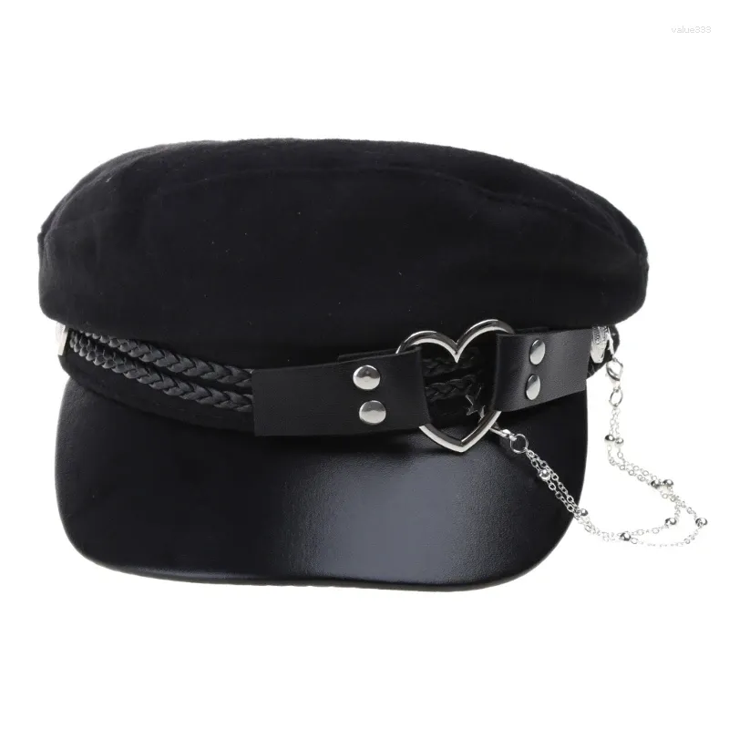 BERETS LOLITA-GIRL HACK HACK HAT FACT FASHY Y2K Steampunk Ottagonale per adolescenti ragazze Accessori per abbigliamento da donna