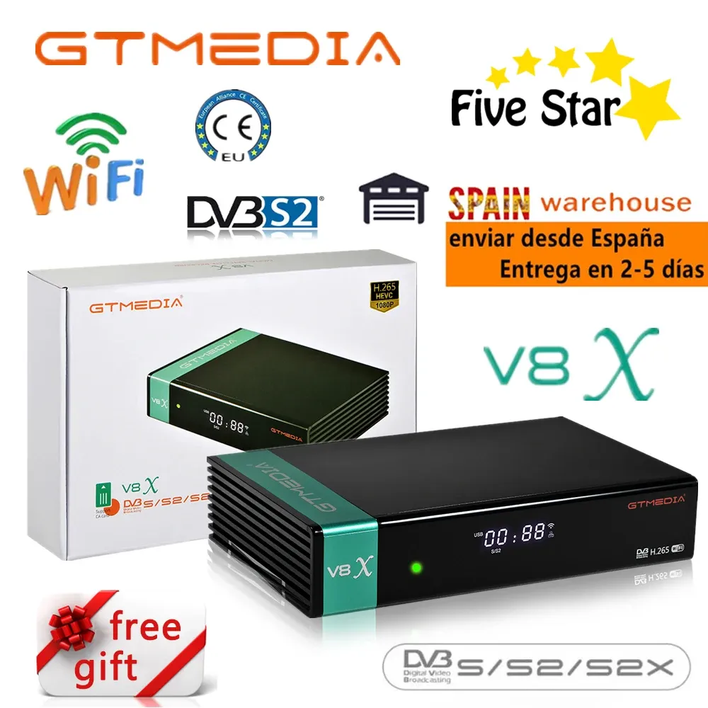 レシーバーH.265 DVBS2 GTMEDIA V8X衛星レシーバービルドWIFI CAカードスロットスロットセットトップボックスアップグレードGTメディアV8 NOVA V9スーパー