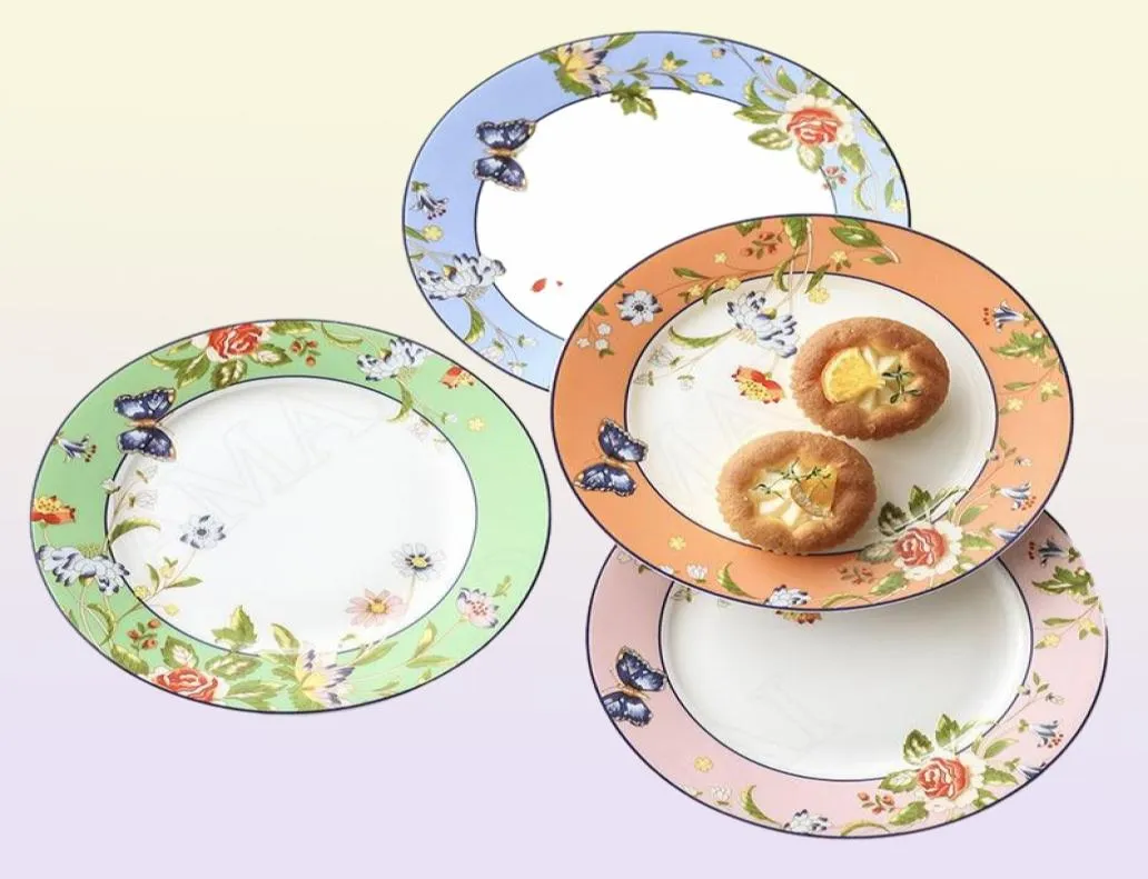 Piatti European Bone China Overglaze Flowers Panimering Pan Cena da matrimonio Set di regalo per la casa moderna cucina 7503256