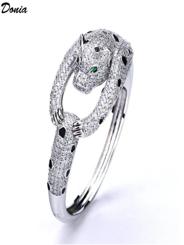 Donia Jewelry Luxury Bangle Европейская и американская мода преувеличенные свирепые леопардовое медное микроинделическое дизайн циркона 1916542