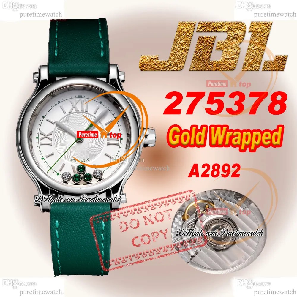 Happy Sport Floating Diamond 275378 A2892 Automatic Womens Watch JBLF 33 Emballage Silver en or enveloppé Srap Green Croc Super Edition Ladies Watches Putetime PTCP