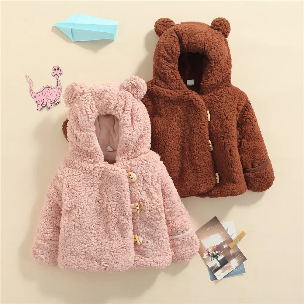 Animals Baby Girl Boy Winter Warm Fleece Plush Coat Jacket Cardigan 03Y Newborn Infant Toddler Cute Hooded Coats Outwear Snow Wear 2021