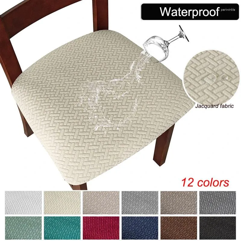 Tampa de cadeira capa de almofada de jacquard impermeável para sala de jantar Spandex Seat Washable Elastic Evite Stain Banquet Home