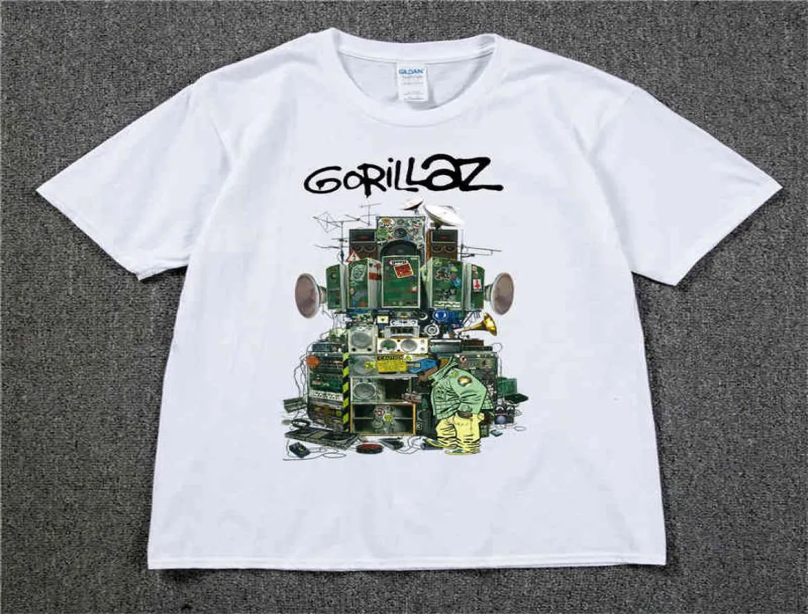 Маленькая футболка Gorillaz UK Rock Band Gorillazs Tshirt Hiphop Alternative Rap Music Tee рубашка The Nownow New Album Tshirt Pure Cotton4098391